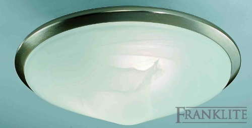 Franklite Alabaster effect glass flush fitting in matt nickel finish frame