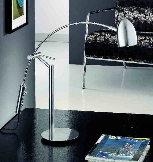 Franklite Brushed chrome finish desk lamp with integral dimmer switch.