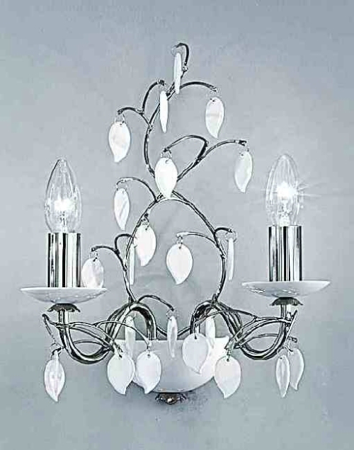 Franklite Chrome finish fittings covered with a mass of white porcelain leaves and having matching porcelain c