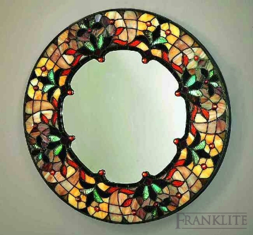 Exclusive Tiffany glass surrounding a circular mirror