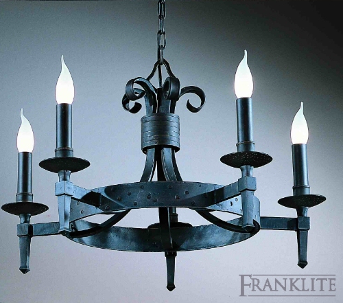 Franklite Hand forged heavy ironwork 5 light fitting in antique finish