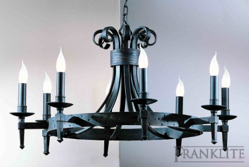 Franklite Hand forged heavy ironwork 8 light fitting in antique finish