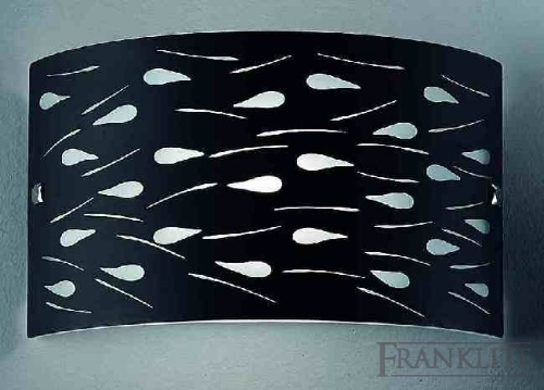 Franklite Italian curved black glass uplighter with acid cut design.