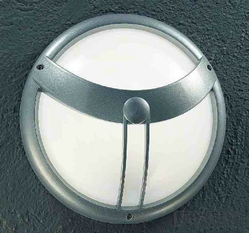 Italian exterior flush wall light in silver finish with polycarbonate diffuser