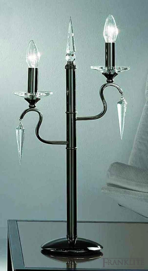 VINTAGE 50'S GLASS CRYSTAL BOUDOIR LAMP