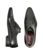 Handmade Black Eel Leather Wingtip Dress Shoes