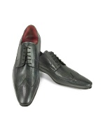 Handmade Gray Eel Leather Wingtip Dress Shoes