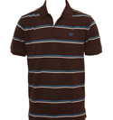 Fred Perry Brown Pique Polo Shirt With Stripes