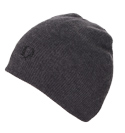 Fred Perry Grey Beanie Hat with Black Logo