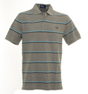 Fred Perry Grey Twin Stripe Polo Shirt