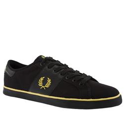 Fred Perry Male Beat Canvas Fabric Upper Fashion Trainers in Black and Gold, White and Green