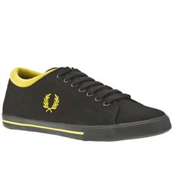 Fred Perry Male Reprise Cuff Canvas Fabric Upper Fashion Trainers in Black