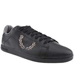 Male Shelton Lea Pow Leather Upper Fashion Trainers in Black, White and Black