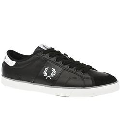 Fred Perry Male Shuffle Leather Leather Upper Fashion Trainers in Black, White and Green