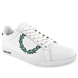 Fred Perry Male Southlands Pin Punc Leather Upper Fashion Trainers in White and Green
