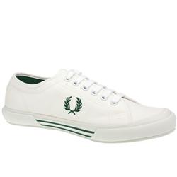 Fred Perry Male Vintage Tennis Canv Fabric Upper Fashion Trainers in White and Green