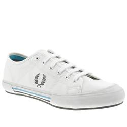 Fred Perry Male Vintage Tennis Canvas Fabric Upper Fashion Trainers in White and Pl Blue