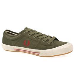Fred Perry Male Vintage Tennis Fabric Upper Fashion Trainers in Khaki