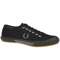 Fred Perry Male Vintage Tennis Too Fabric Upper Fashion Trainers in Black and Grey, White 