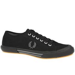Fred Perry Male Vintage Tennis Too Fabric Upper Fashion Trainers in Black and Grey