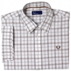 Fred Perry Mens Dobby Check Shirt White/Brown
