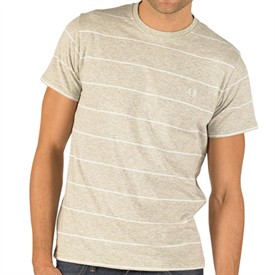 Mens Fine Striped T-Shirt Grey Marl