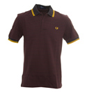 Fred Perry Navy and Burgundy Stripe Pique Polo Shirt