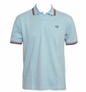 Fred Perry Pale Blue Pique Cotton Polo Shirt