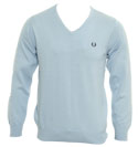 Fred Perry Pale Blue V-Neck Sweater