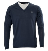 Fred Perry Raf Simons Raf Simons Navy V-Neck Sweater