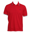 Fred Perry Red Pique Cotton Polo Shirt