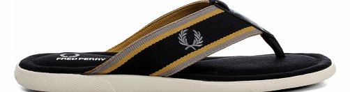 Fred Perry Seacroft Webbing Black Flip Flops