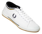 Fred Perry Tipped Cuff White/Navy Canvas Trainers