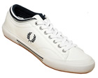 Fred Perry Tipped Cuff White/Navy Leather Plimsoll