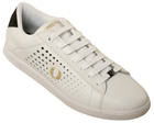 Fred Perry Vortex White/Gold Leather Trainers