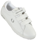Fred Perry White and Beige Velcro Fastening Leather Trainers