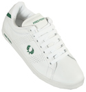 Fred Perry White and Green Leather Trainers