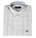 Fred Perry White and Grey Check Short Sleeve Shirt