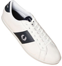Fred Perry White and Navy Lace Up Leather Trainers