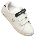 Fred Perry White and Navy Velcro Fastening Leather Trainers