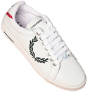 Fred Perry White Leather Trainers With Large Green Logo