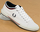 Fred Perry White/Navy Canvas/Leather Tipped Cuff