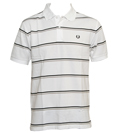 Fred Perry White Pique Cotton Polo Shirt With Stripes
