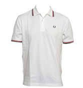 Fred Perry White Pique Cotton Polo Shirt