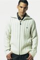 FRED PERRY zip through cable knit sweater