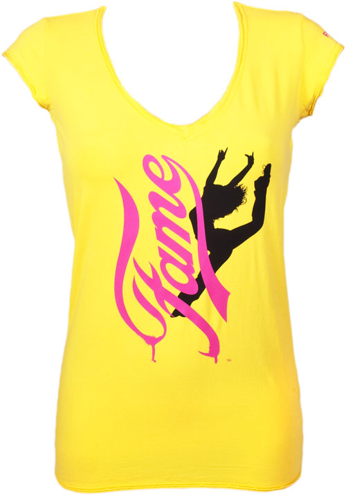 Freddy Ladies Yellow Deep V-Neck Fame T-Shirt from Freddy