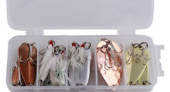 FreeFisher  12 pcs Fishing Spinner Spoon Lures Hook Baits Salmon Pike Trout Bass Game