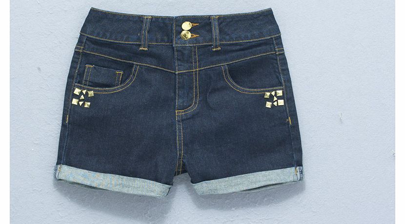 Freespirit Girls High Waisted Studded Denim Shorts