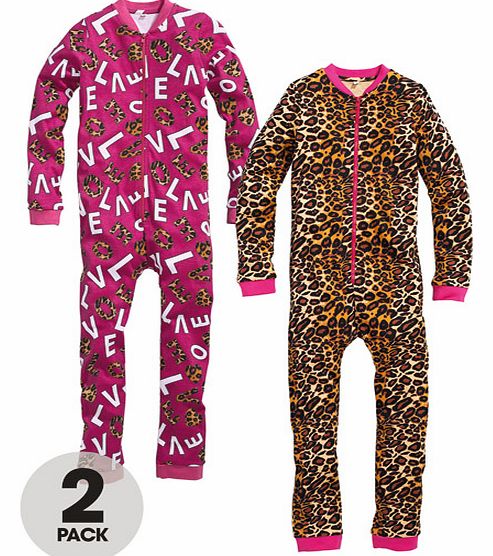 Freespirit Pack Of Two Love Sleepsuits