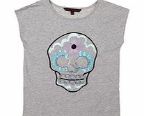 French Connection 2-7yrs grey skull T-shirt